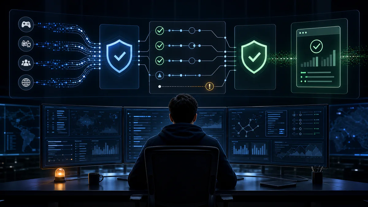 Anonymous editor reviewing an abstract esports data validation workflow